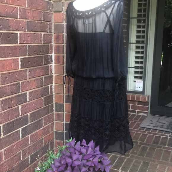 Silk peasant dress with polyester matching slip. - Picture 2 of 11